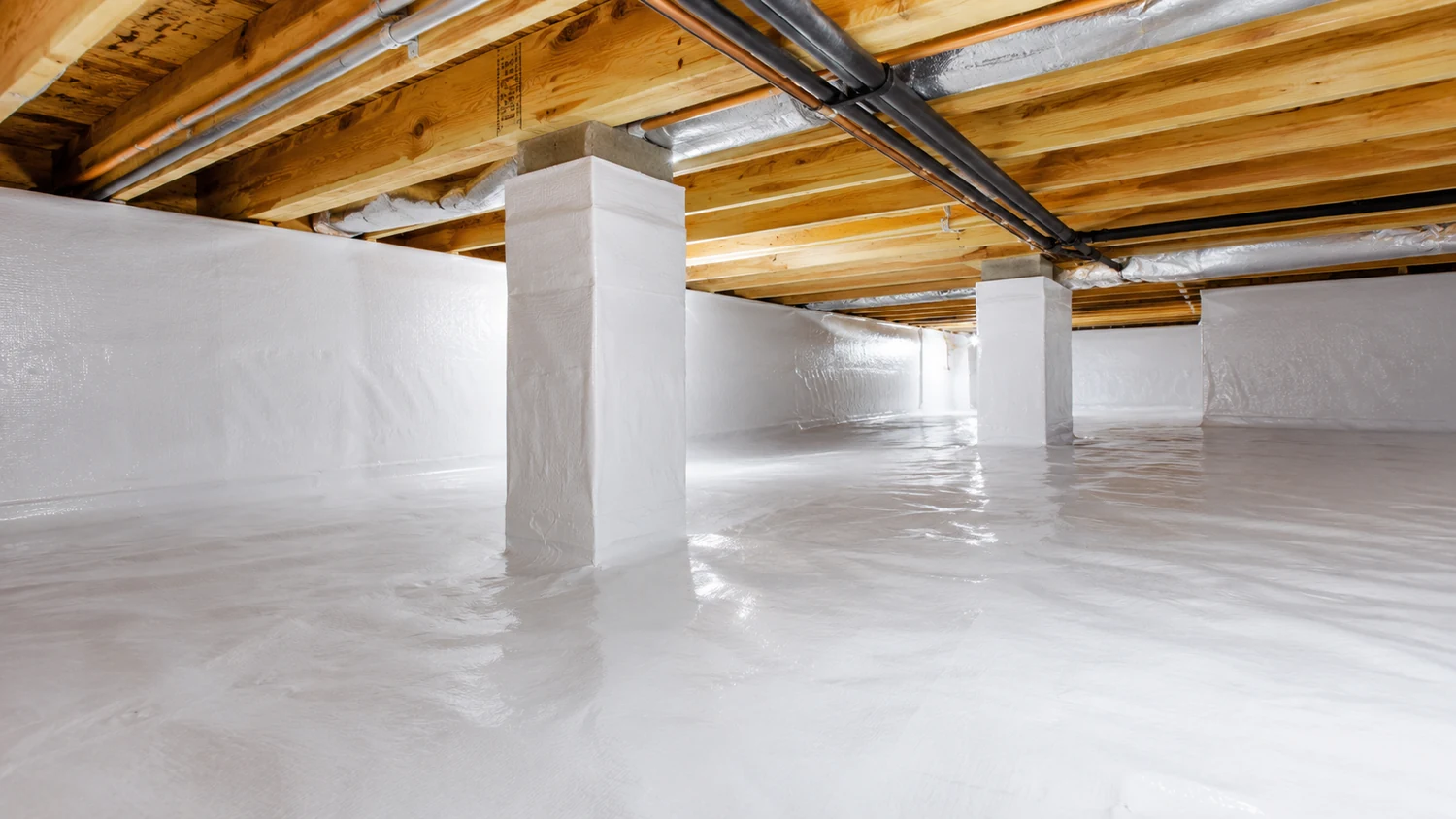 Professional crawl space vapor barrier and encapsulation project